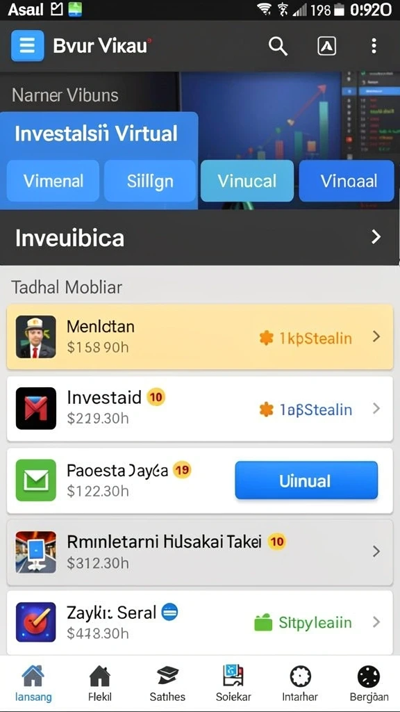 Screenshot antarmuka pengguna yang menarik dan interaktif.